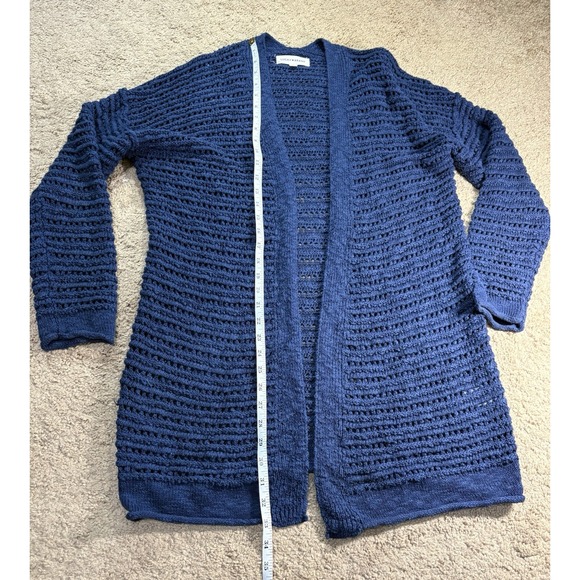 Lucky Brand Cardigan Women Medium Navy Sweater Open Front Preppy - Picture 6 of 6